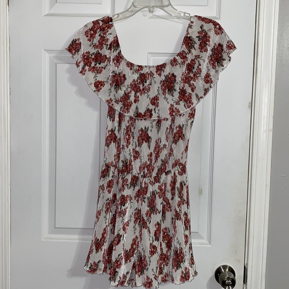 Floral Romper - size small - white/pink